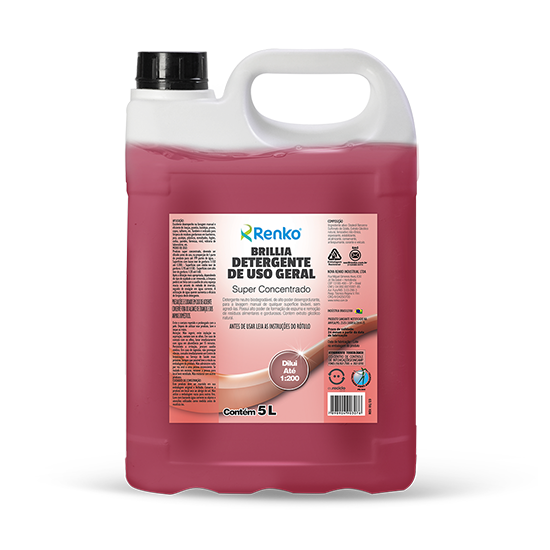Brillia 5L Detergente Super Concentrado 1:200 Renko | Limpeza Geral