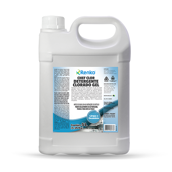 Chef Clor 5L Detergente Desinfetante Clorado em Gel Renko | Limpeza e Desinfecção 3 em 1