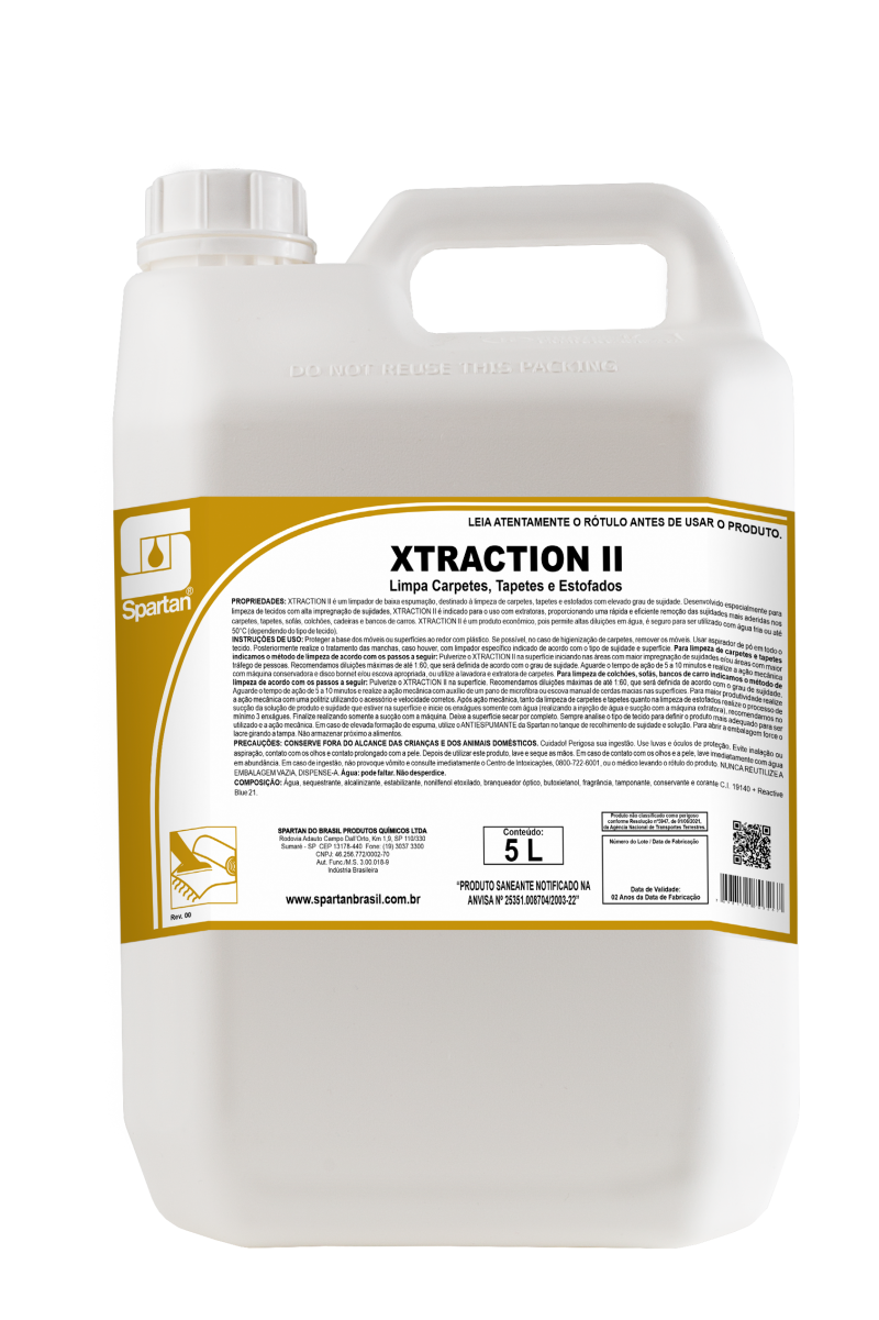 XTraxtion II 5L Limpador de Carpetes e Estofados Spartan | Baixa Espumação e Alta Performance