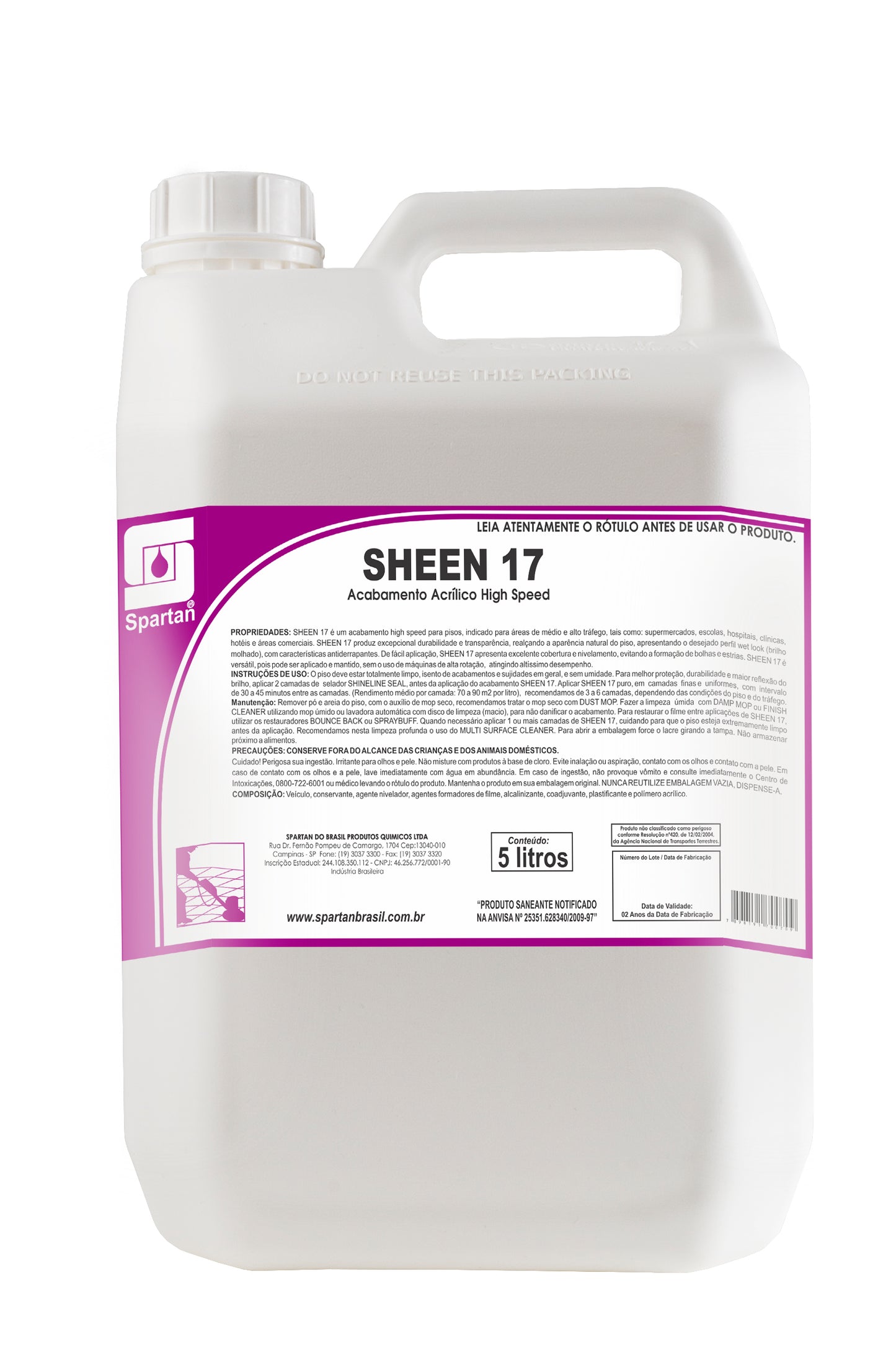 Sheen 17 5L Spartan | Acabamento Acrílico High Speed | Brilho Molhado (Wet Look)