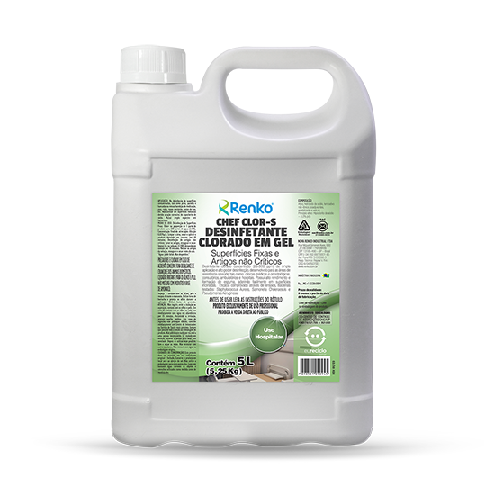 Chef Clor S 5L Renko | Desinfetante Clorado em Gel | Limpeza Hospitalar e Profissional