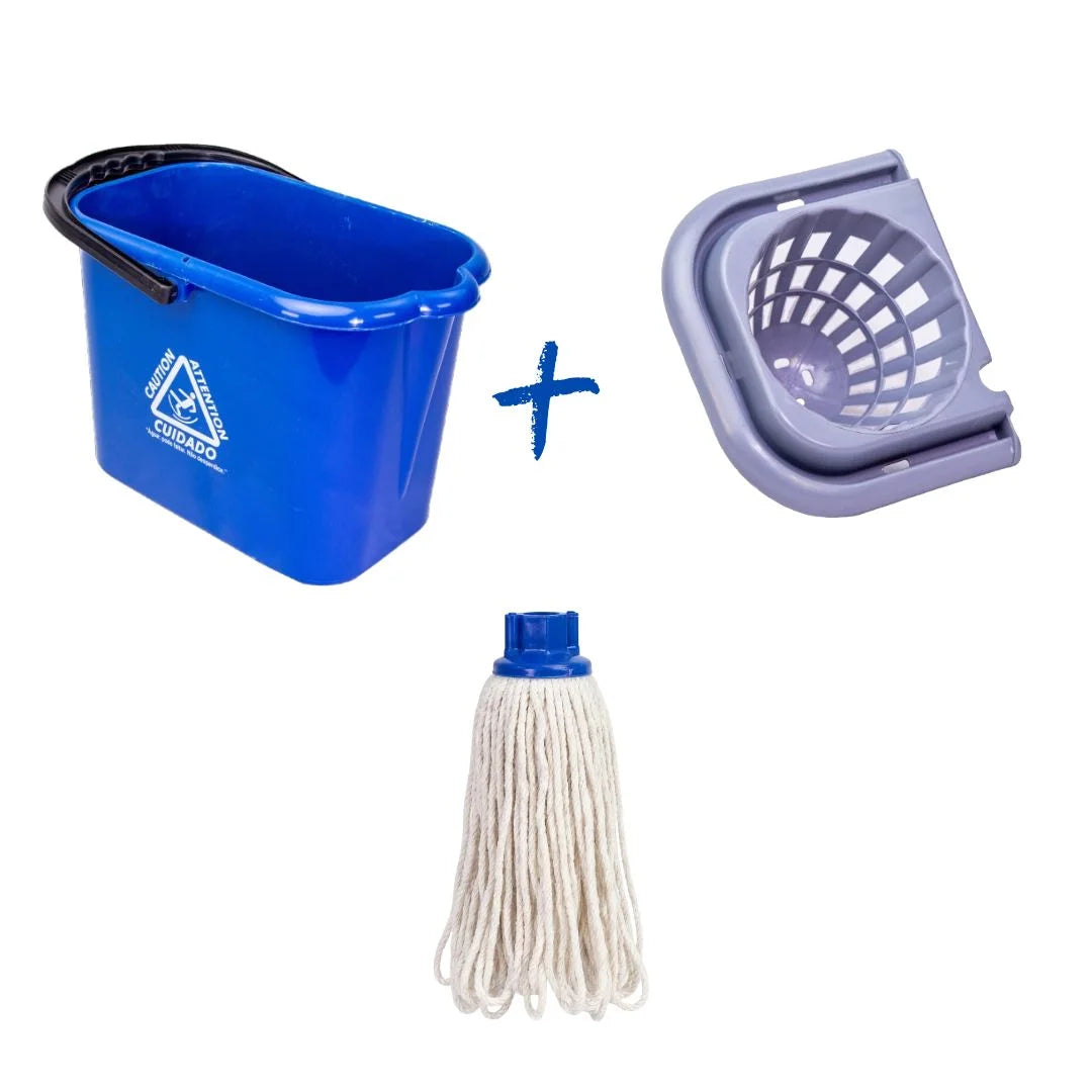 Kit Mopinho Completo 12L Limber | Balde com Espremedor + Cabo + Refil | Limpeza Profissional