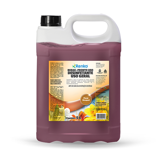Mirax Desinfetante Pronto Uso 5L Renko | Floral Bouquet | Bactericida Quaternário de Amônio