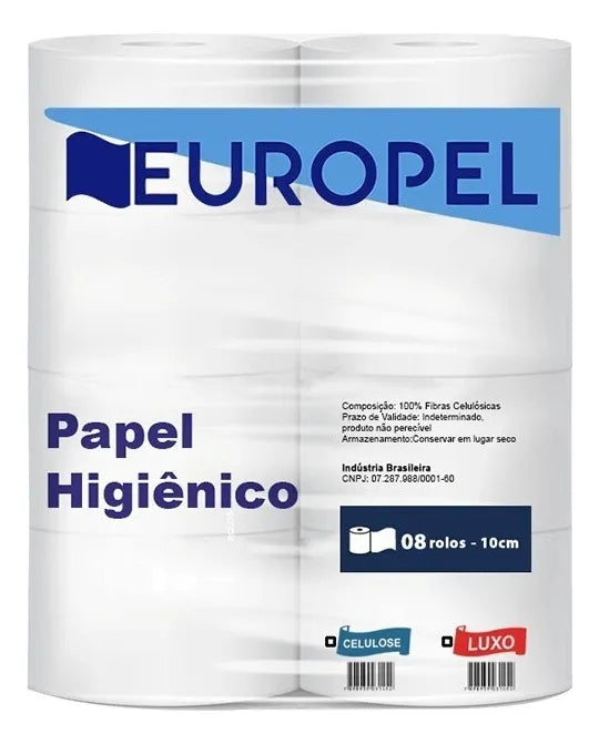 Papel Higiênico Rolão 100% Celulose Euro Paper | Fardo 8 Rolos x 250m | Alta Absorção e Maciez
