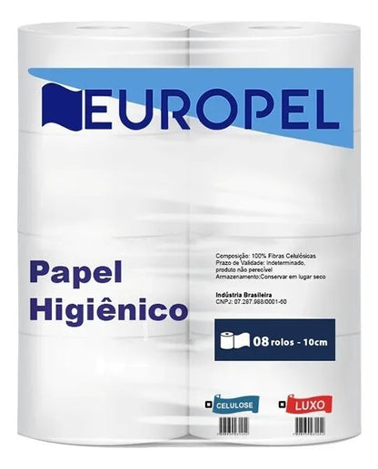Papel Higiênico Rolão 100% Celulose Euro Paper | Fardo 8 Rolos x 250m | Alta Absorção e Maciez