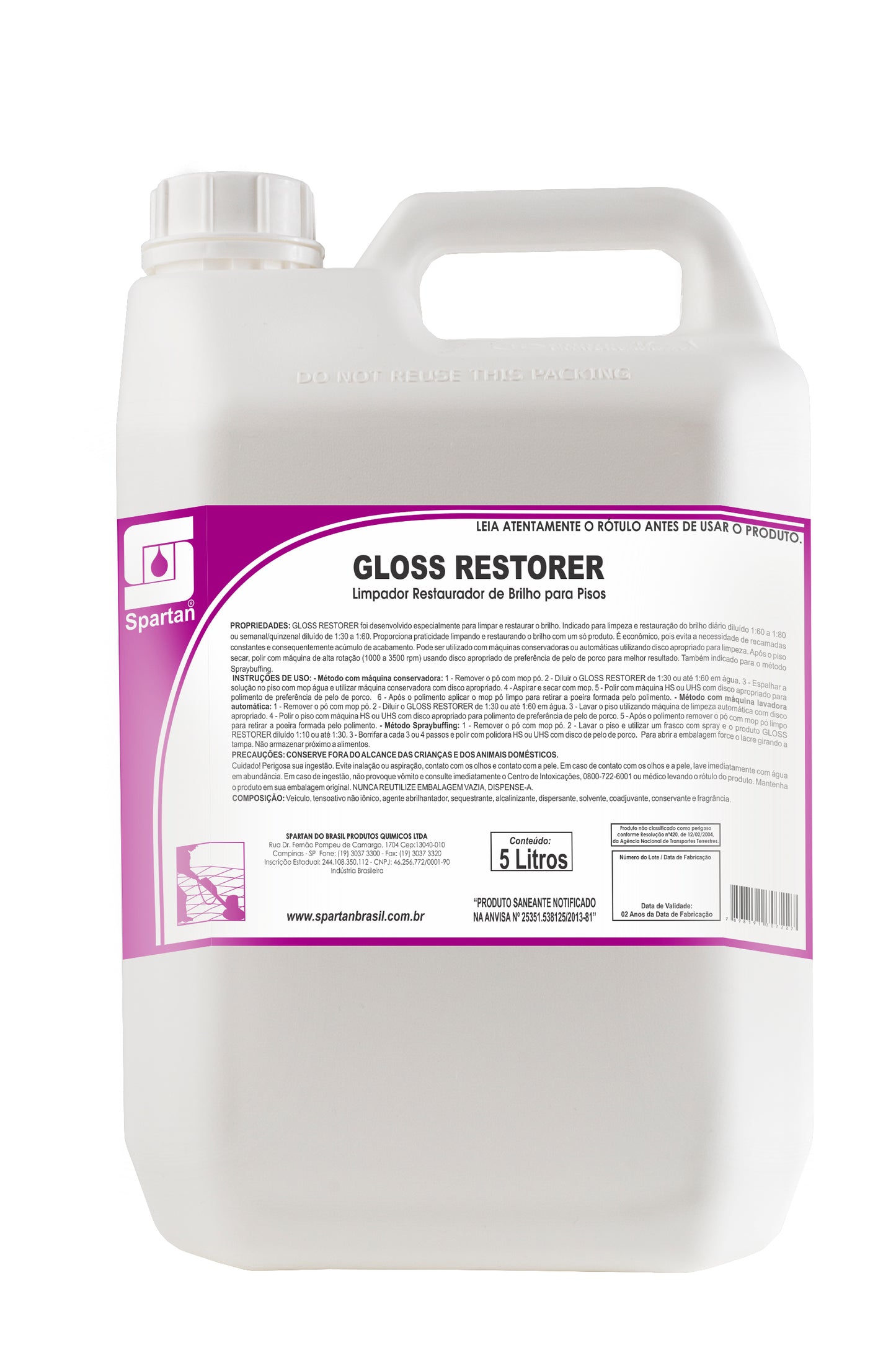 Gloss Restorer 5L Spartan | Limpador Restaurador de Brilho para Pisos | Tecnologia UHS