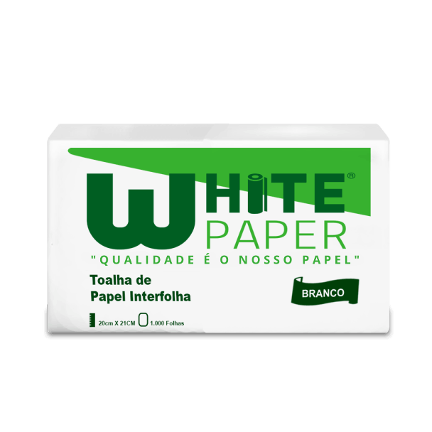 Papel Toalha Interfolhado White Paper Branco 20x21cm | 1.000 Folhas | Alta Absorção