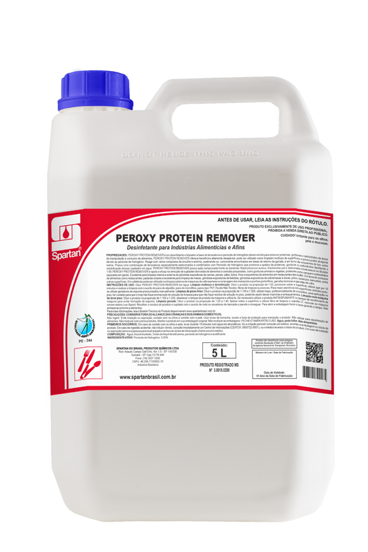 Peroxy Protein Remover 5L Spartan | Desinfetante para Cozinhas Industriais | Remove Gordura e Proteína